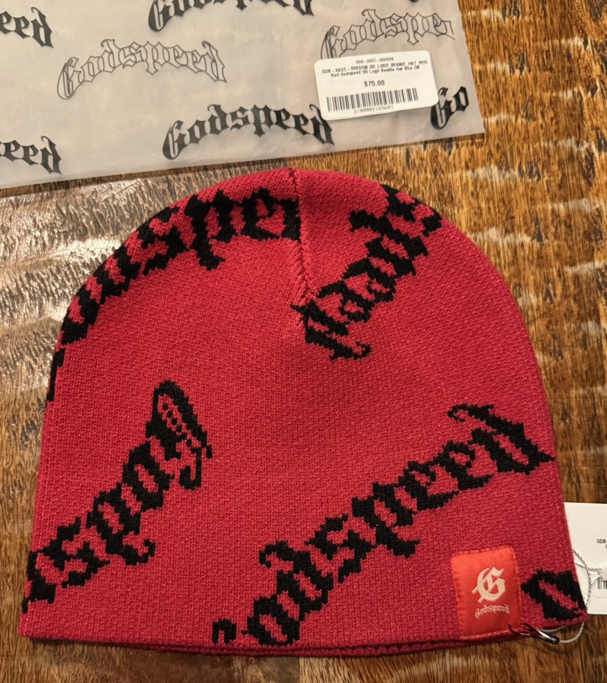 Godspeed Godspeed New York OG Logo Beanie Red / Black Size ONE SIZE - 2 Thumbnail