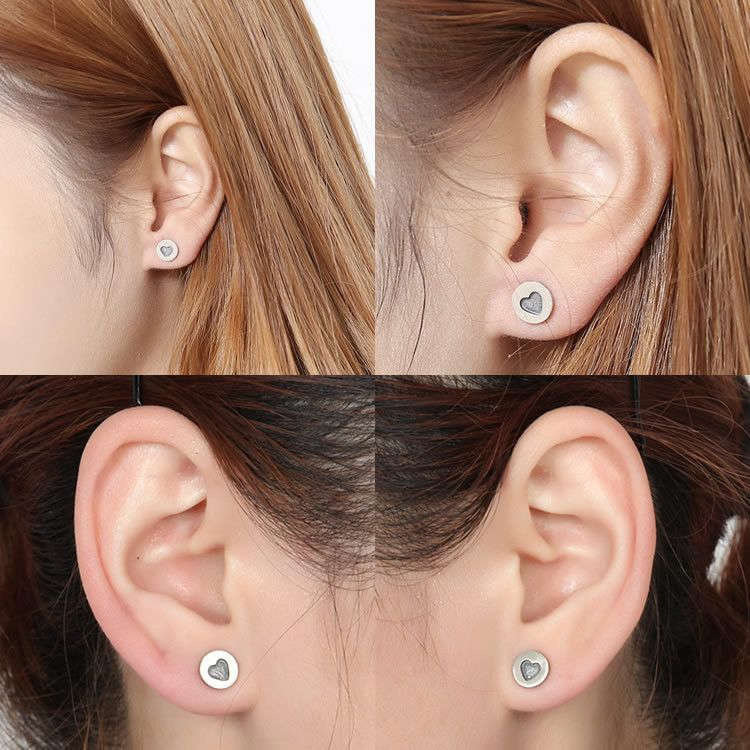Jewelry Heart Dark Earrings One Pairs Chrome Jewelry Size ONE SIZE - 6 Thumbnail