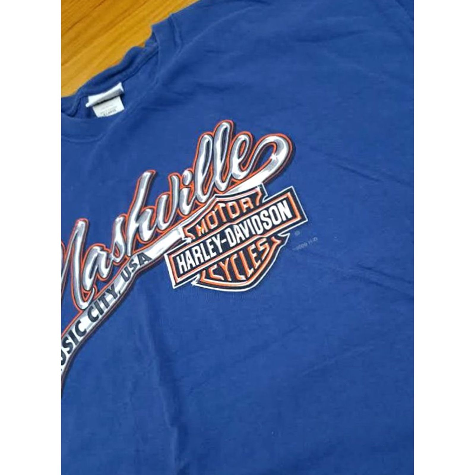 Harley Davidson Harley-Davidson T-Shirt XL Blue Nashville Music City 2010 Short Sleeve Men Cotton Size US XL / EU 56 / 4 - 3 Thumbnail