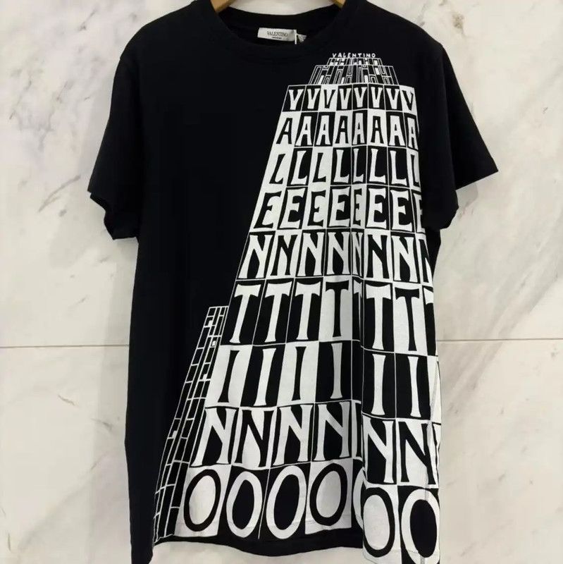 Valentino Valentino Black Logo Print Short Sleeve T-Shirt 0089 Size XS / US 0-2 / IT 36-38 - 1 Thumbnail