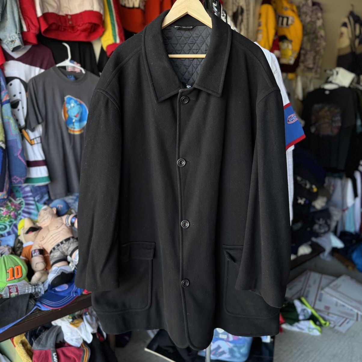 Loro Piana × Vintage ROCHESTER COUTURE WOOL TRENCH COAT BLACK DESIGNER JACKET 90s Size US XXL / EU 58 / 5 - 1 Thumbnail