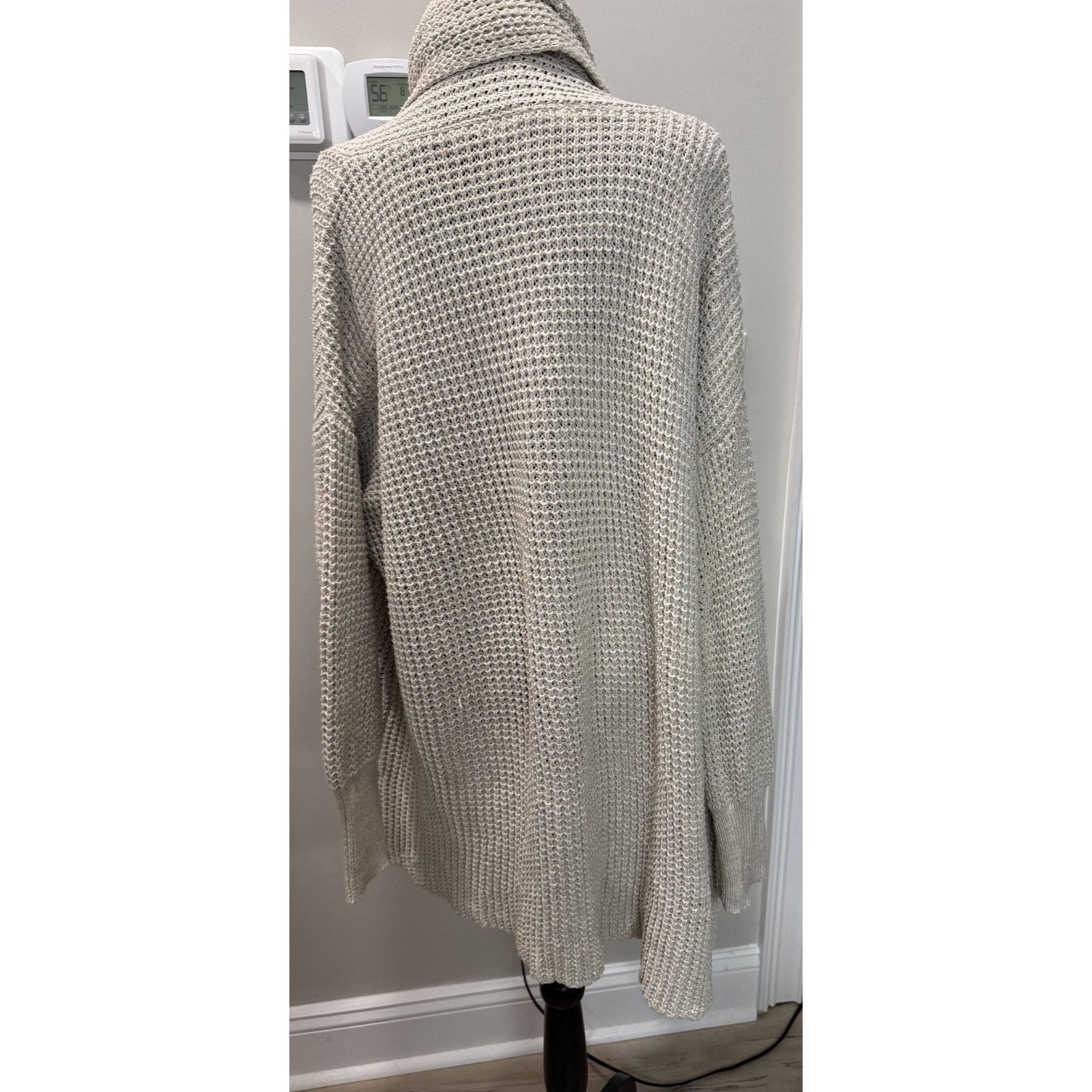 Other Oversized Cardigan Sweater Beige Waffle-Knit Shell Medium Size M / US 6-8 / IT 42-44 - 2 Thumbnail