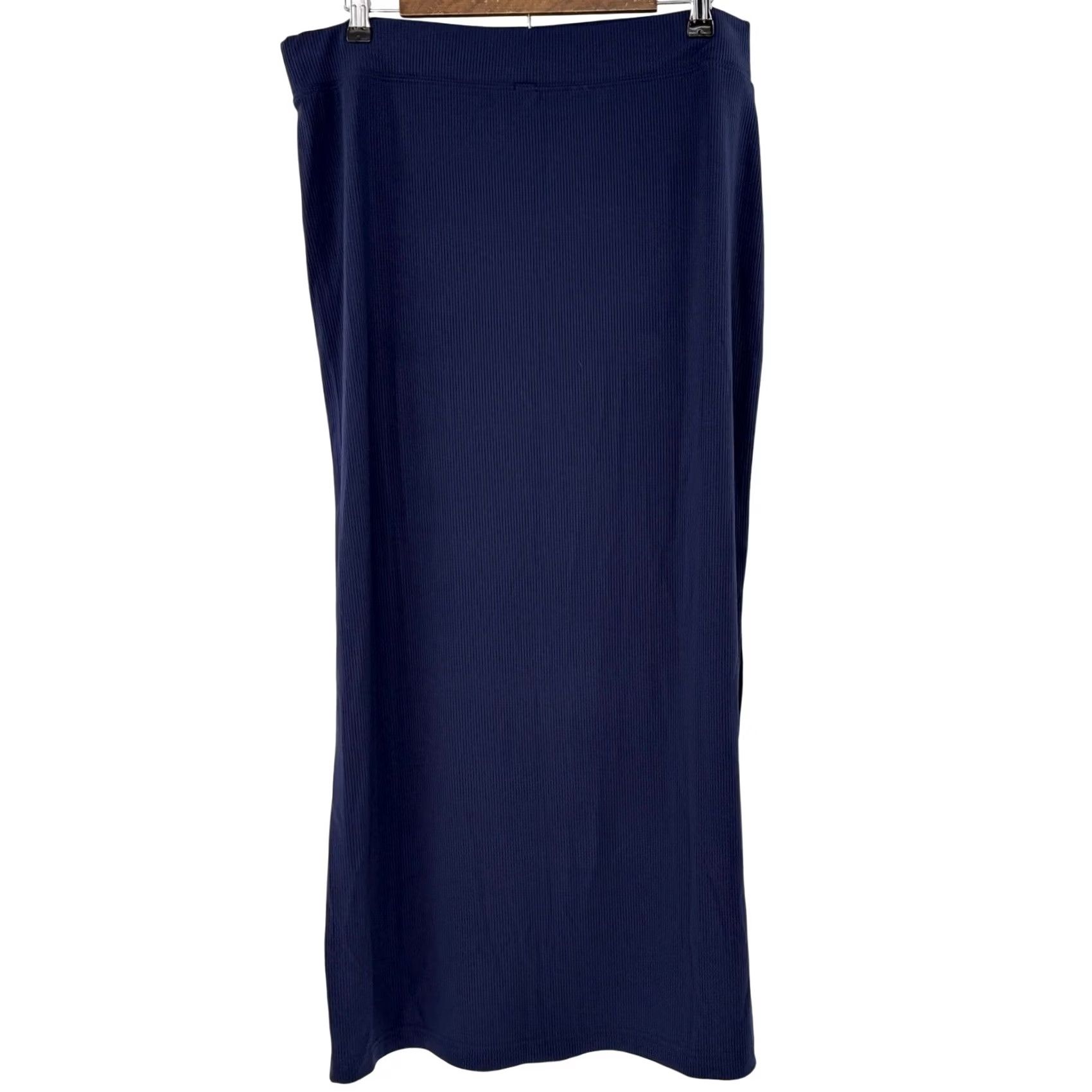 Vintage Aerie Offline Maxi Skirt XL TG Navy Blue Ribbed NWT Office Businesswomen Size 40" / US 18 - 2 Thumbnail