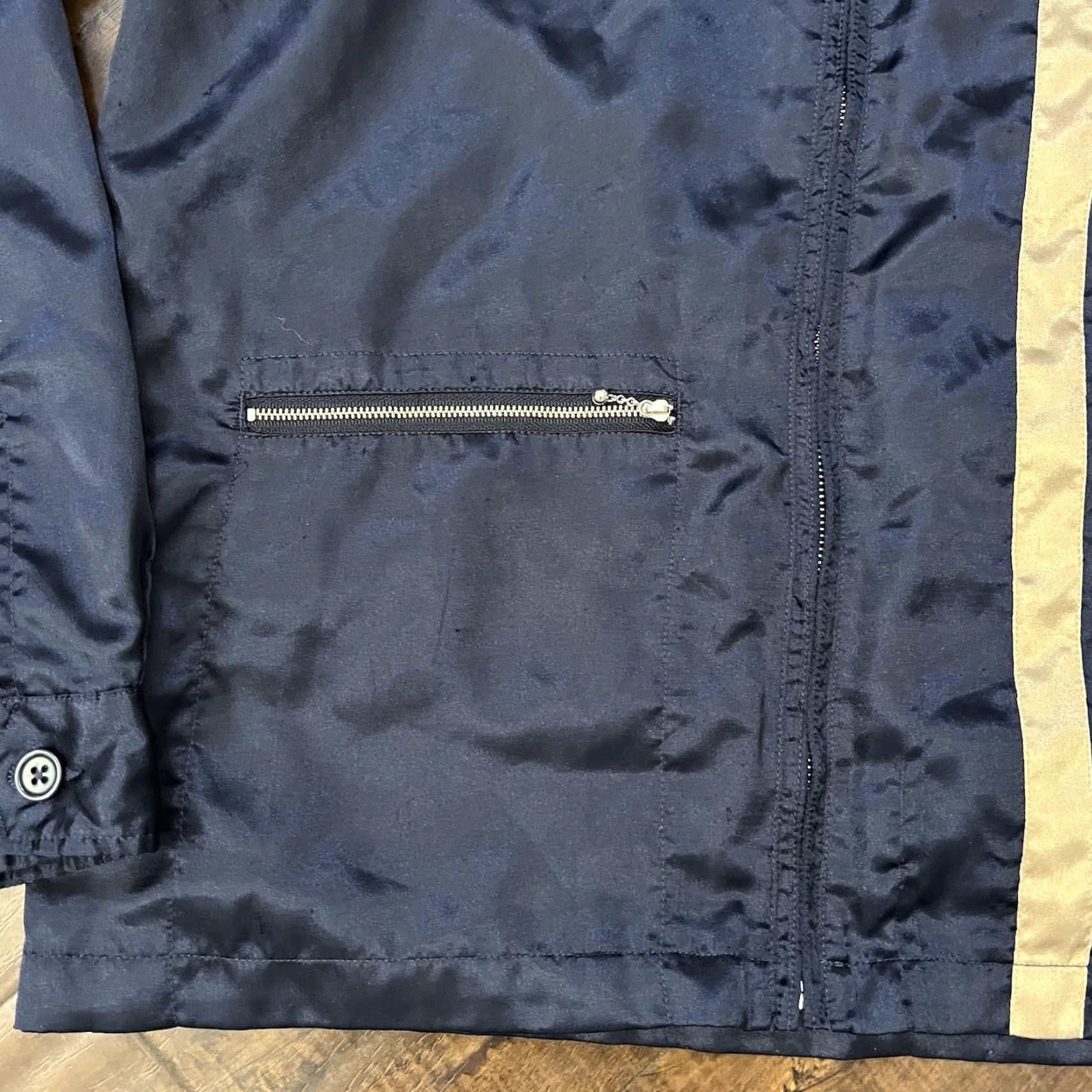Vintage Stussy Mens Navy Blue Satin Racing Full Zip Jacket Medium Cafe Vintage RARE Size US M / EU 48-50 / 2 - 4 Thumbnail
