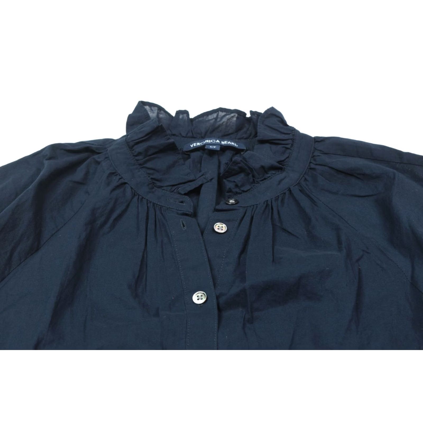 Veronica Beard VERONICA BEARD Calisto Ruffled Button-Front Shirt Womens Small Blue Long Sleeve Size S / US 4 / IT 40 - 3 Thumbnail