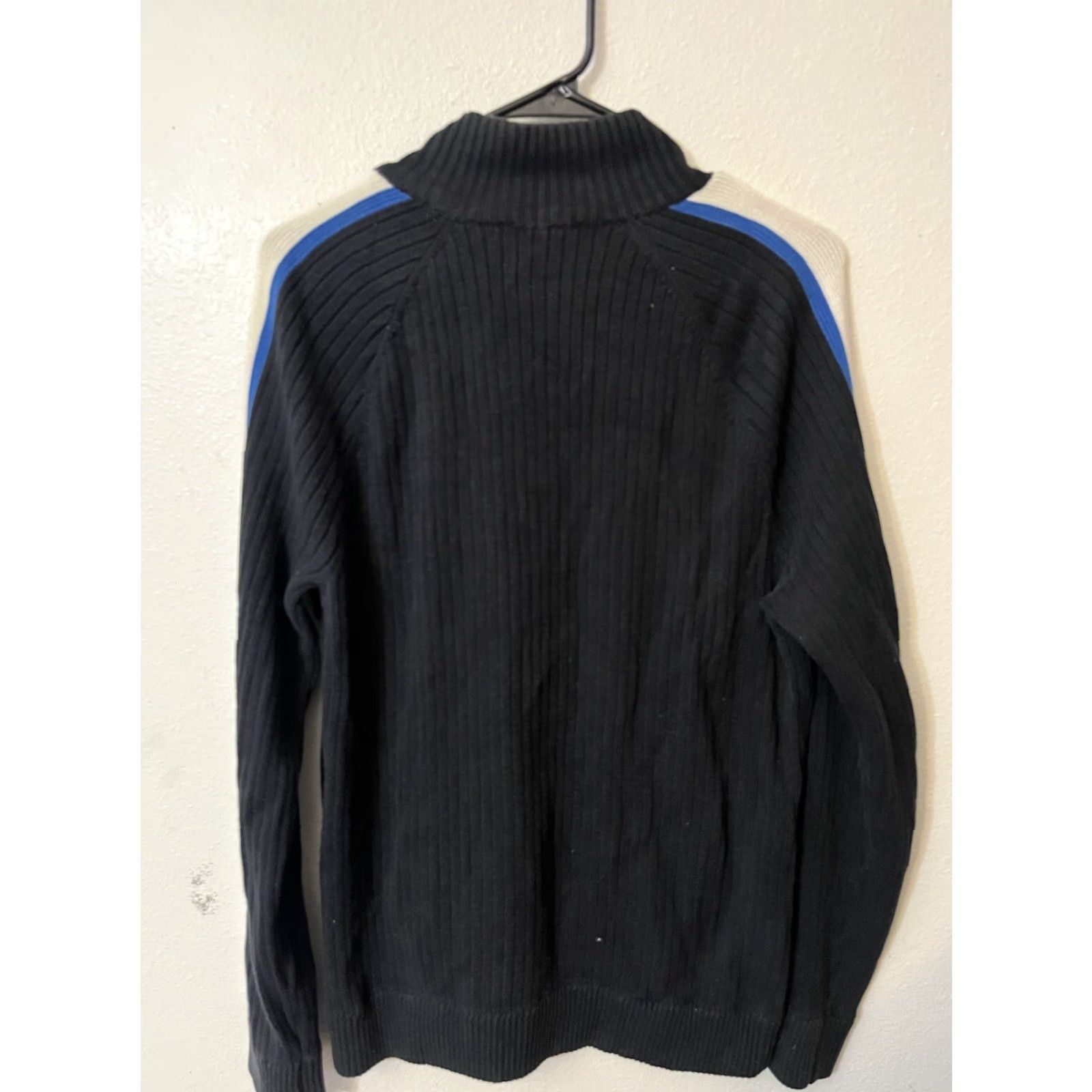 Express VINTAGE Express Sweater Womens Large Black Ribbed Knit Zip Up Slim Fit Stretch Cardigan Size L / US 10 / IT 46 - 2 Thumbnail