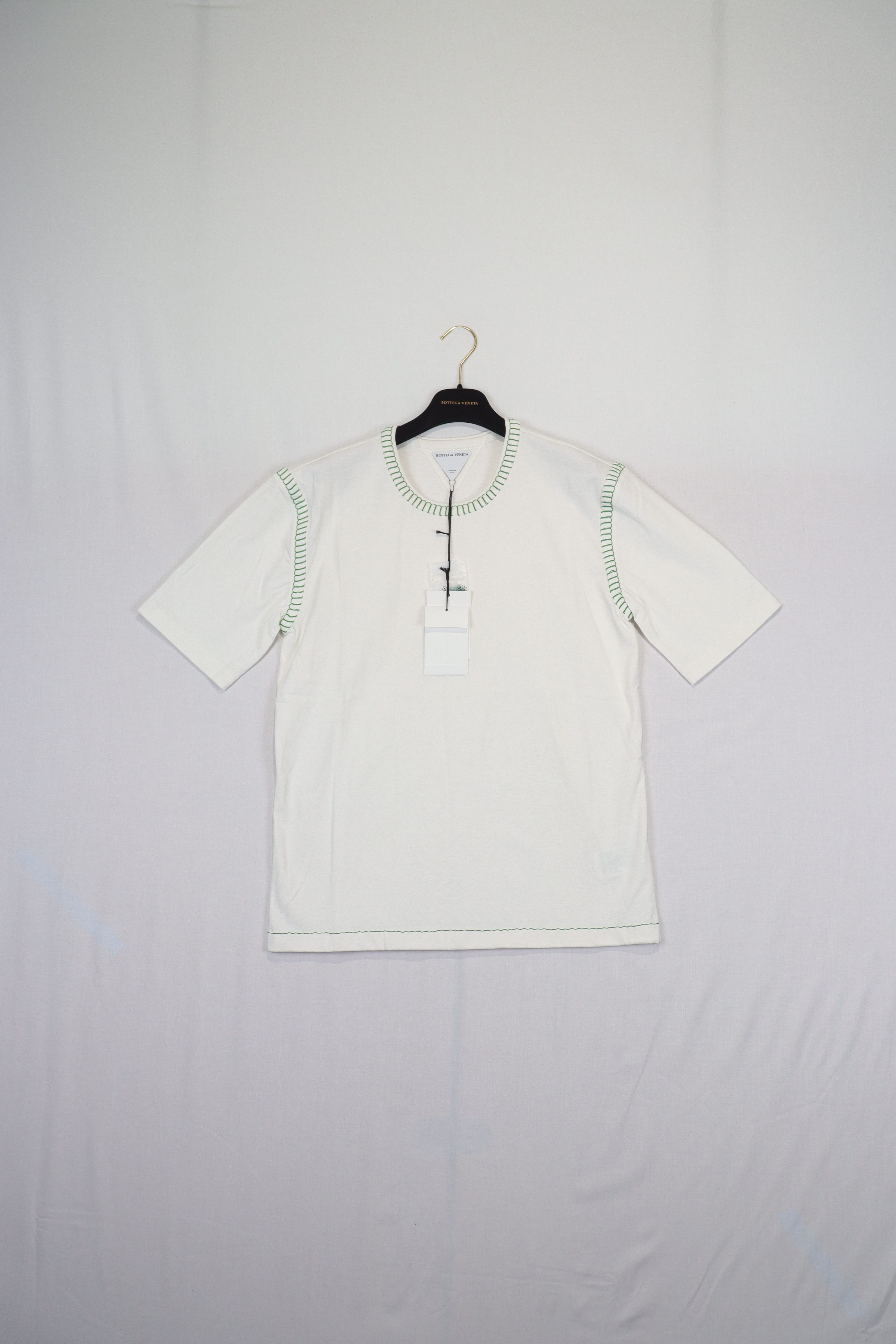 image of Bottega Veneta O1Rshd11223 Embroidered Logo T-Shirt In White, Men's (Size Medium)