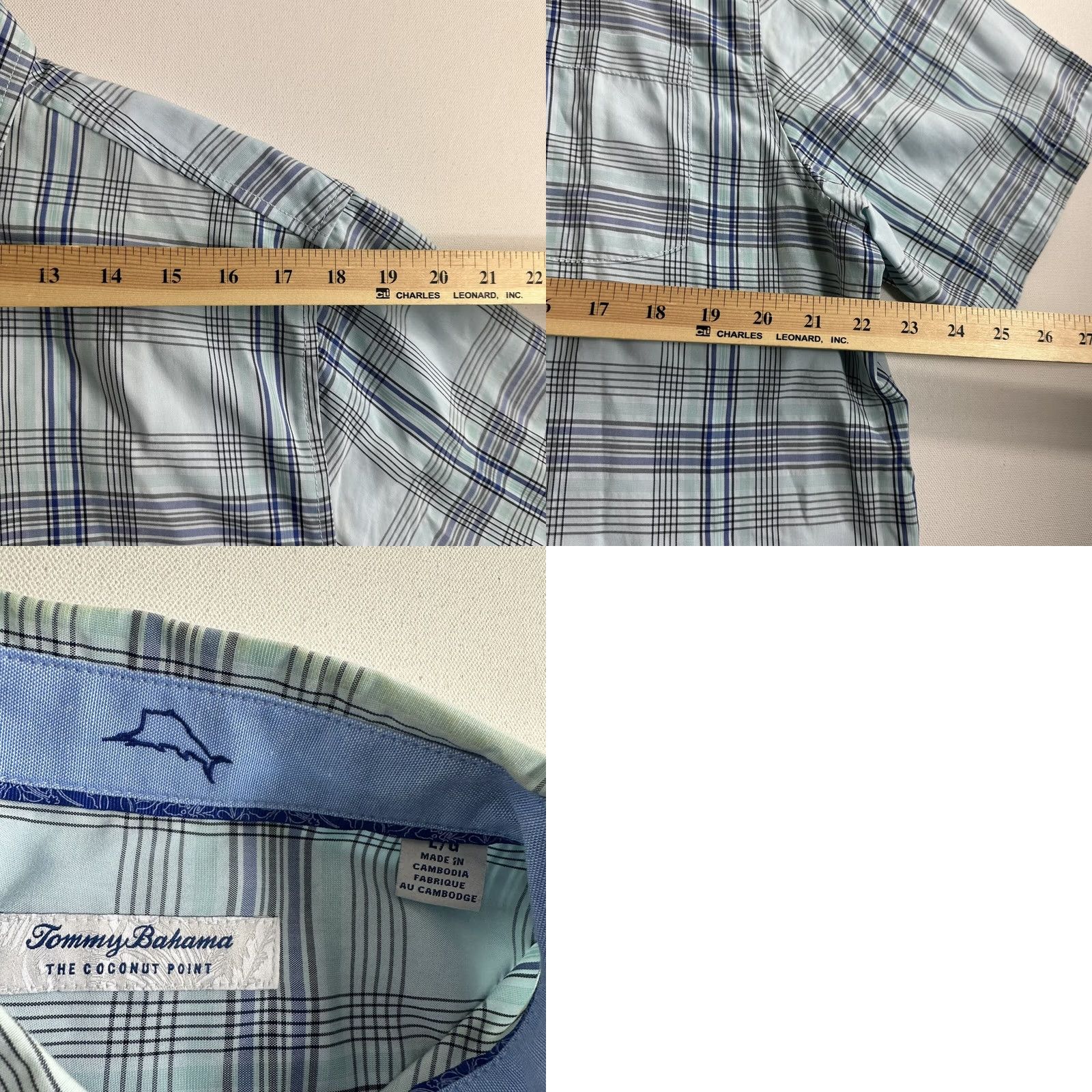 Tommy Bahama Tommy Bahama Shirt Mens The Coconut Point Plaid Short Sleeve Button-Up Blue Casual L Regular Button-Down Collared Size US 33 - 8 Thumbnail