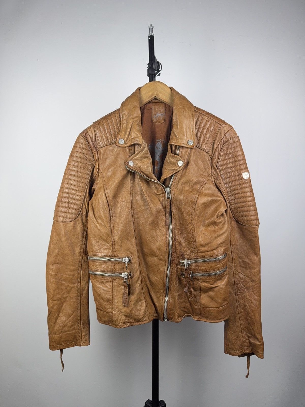 Gypsy Avant Garde 00s Y2K Gipsy Leather Moto Racing Jacket Brown L Size L / US 10 / IT 46 - 1 Thumbnail
