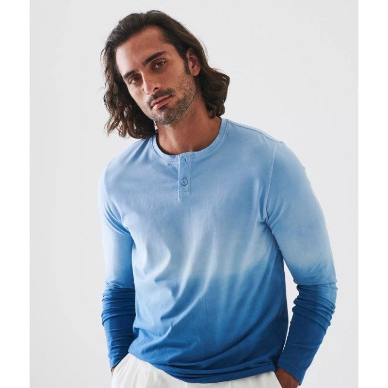 PATRICK ASSARAF Patrick Assaraf Stretch Pima Cotton Henley Ombre Blue Large Size US L / EU 52-54 / 3 - 2 Thumbnail