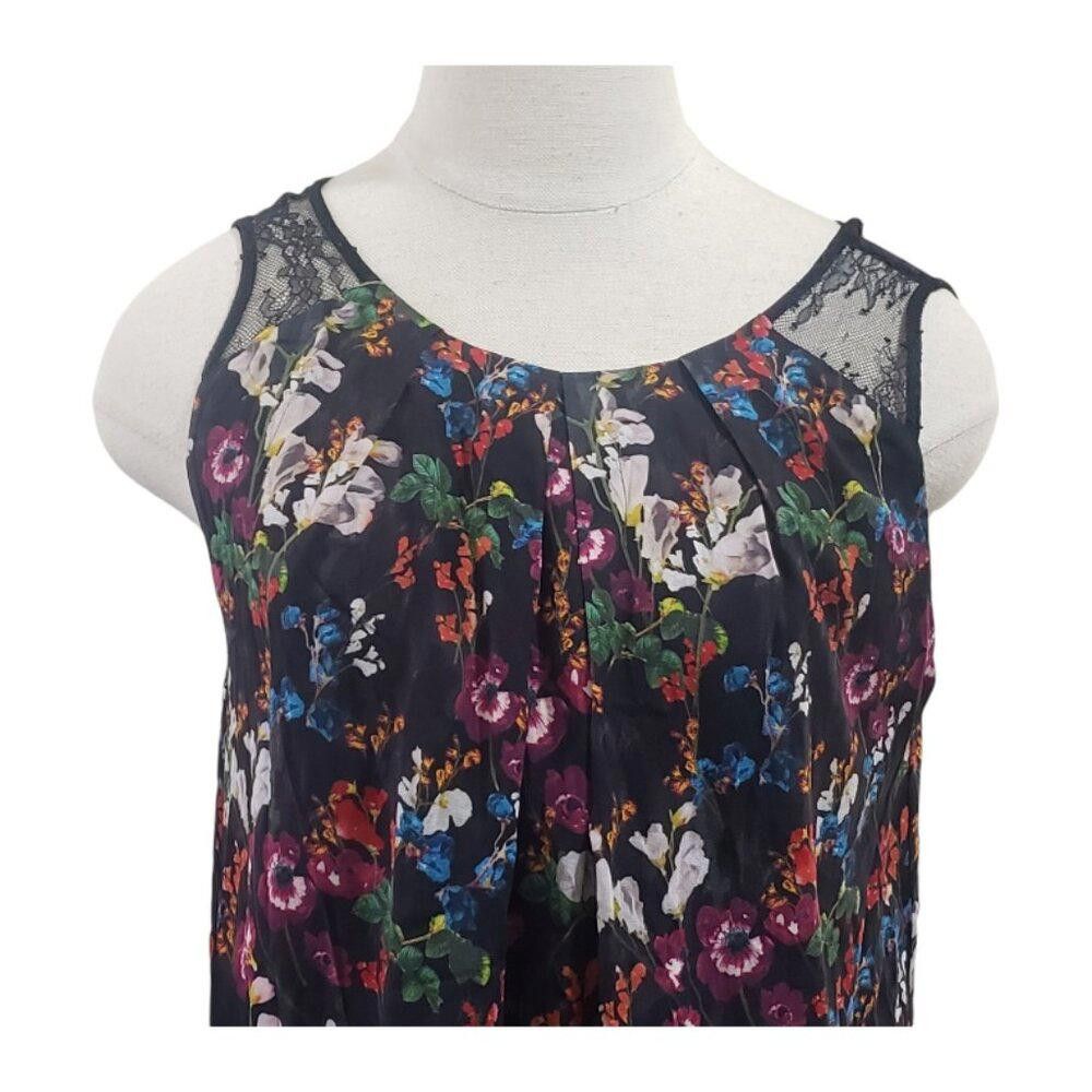 Designer CT1822 alice + olivia Black Floral Sleeveless Blouse S Size S / US 4 / IT 40 - 2 Thumbnail