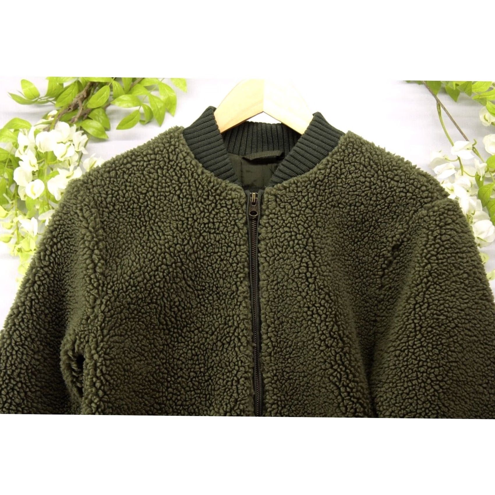 Abercrombie & Fitch Abercrombie & Fitch Bomber Jacket Green XS Women Long Sleeve Zip Sherpa Army Fall Winter Casual Size XS / US 0-2 / IT 36-38 - 3 Thumbnail
