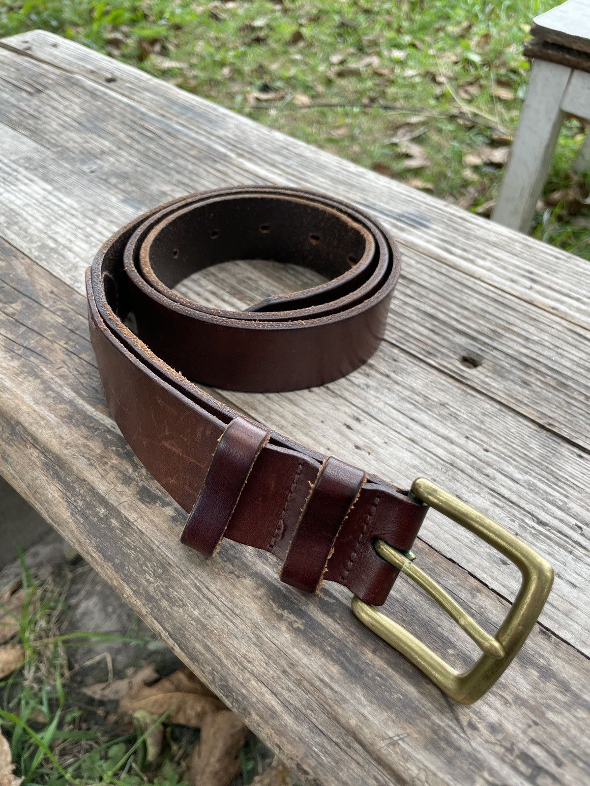 Polo Ralph Lauren Vintage Polo Ralph Lauren Leather Belt Solid Brass Size 32 - 3 Thumbnail
