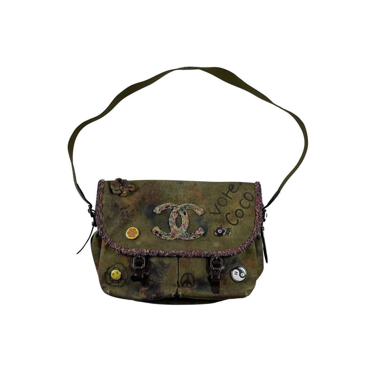 image of Chanel Graffiti Messenger Bag in Green, Men's