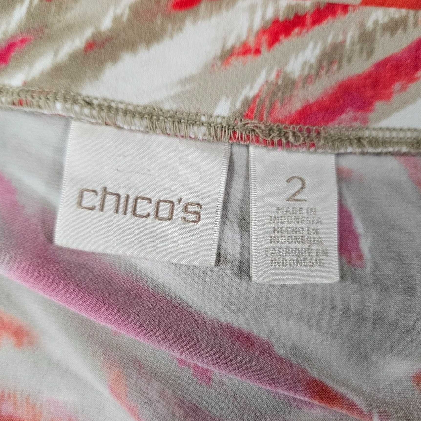 Vintage Chicos Womens Skirt Asymmetrical Midi Pull On L Red Tan, Size L, Polyester Blend, Womens, Midi, 25.5"/35.5" Length, 18.5" Waist, Great Used Condition Size 36" / US 14 / IT 50 - 5 Thumbnail