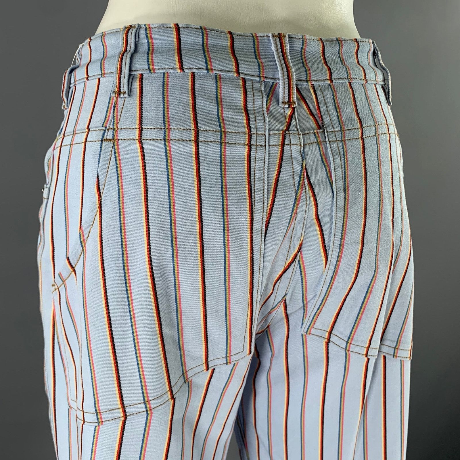 Eckhaus Latta ECKHAUS LATTA Size 30 Light Blue Cotton Blend Stripe Pants Size US 30 / EU 46 - 4 Thumbnail