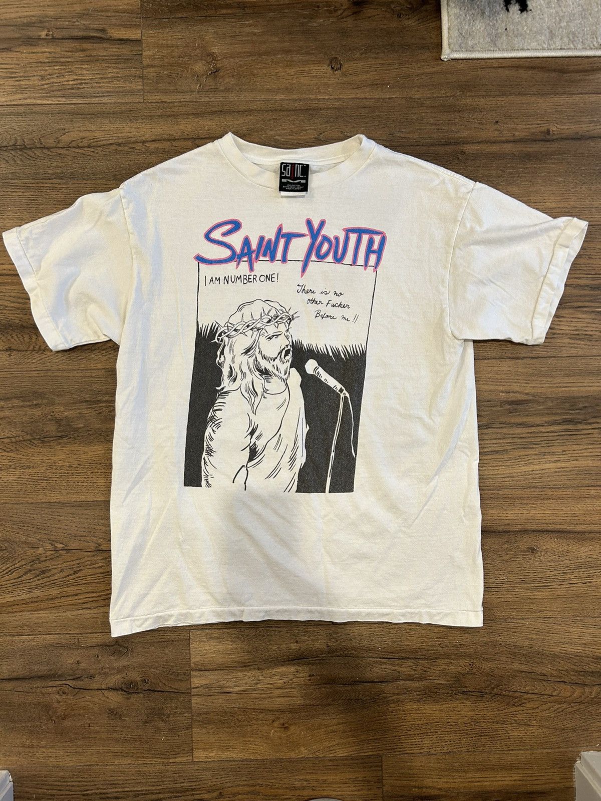 image of Saint Michael “Saint Youth” T Shirt in White, Men's (Size Small)