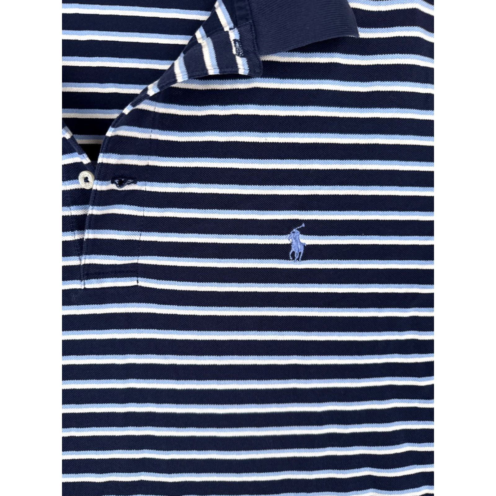 Ralph Lauren VINTAGE Ralph Lauren Polo Golf Shirt Men XL Blue Stripe Cotton Slim Fit Short Sleeve, 100% Cotton, Regular, Read Size US XL / EU 56 / 4 - 6 Thumbnail