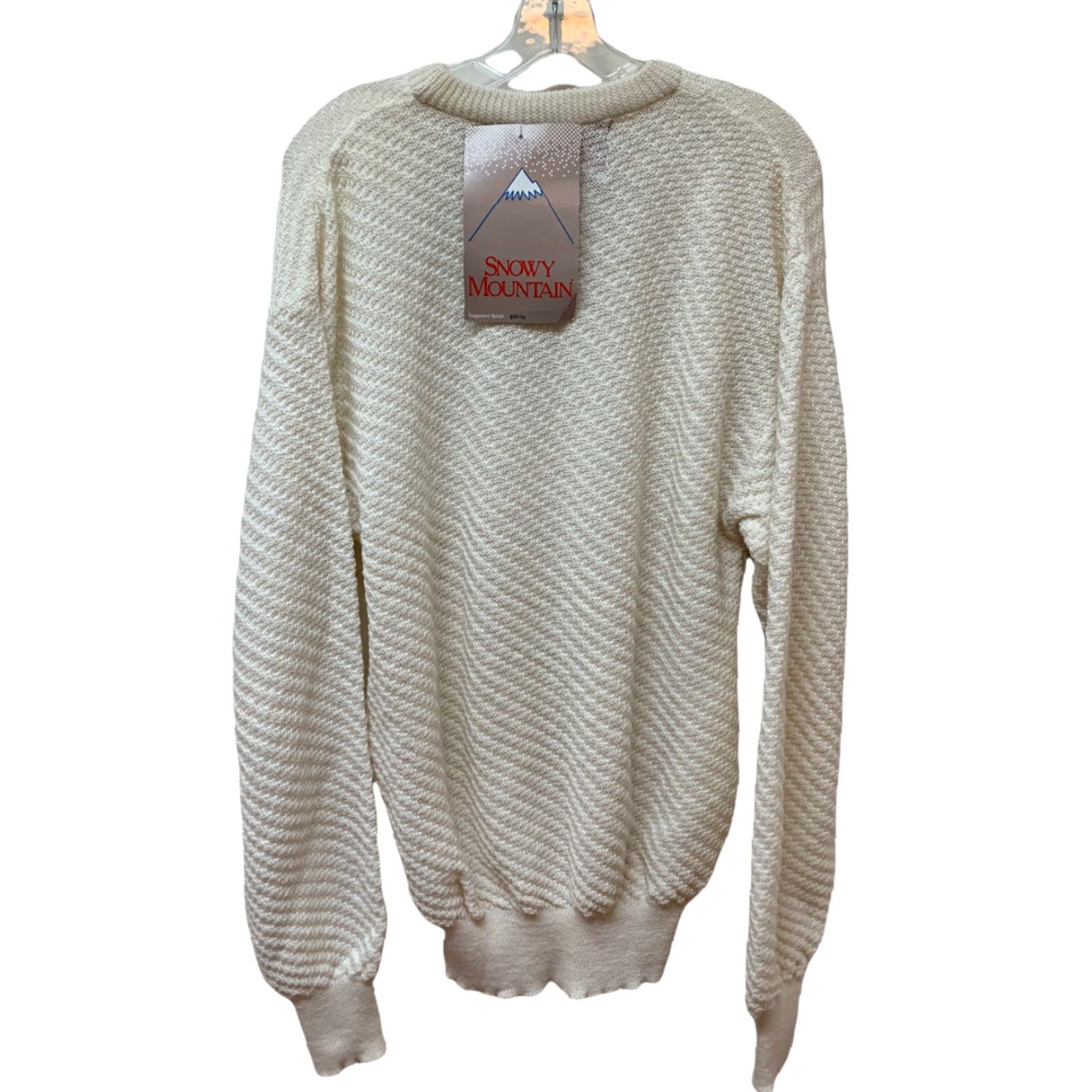 Vintage VINTAGE Snowy Mountain Fisherman Ski Sweater 100% Wool Chunky Knit Size L Beige NEW NOS Size US L / EU 52-54 / 3 - 2 Thumbnail