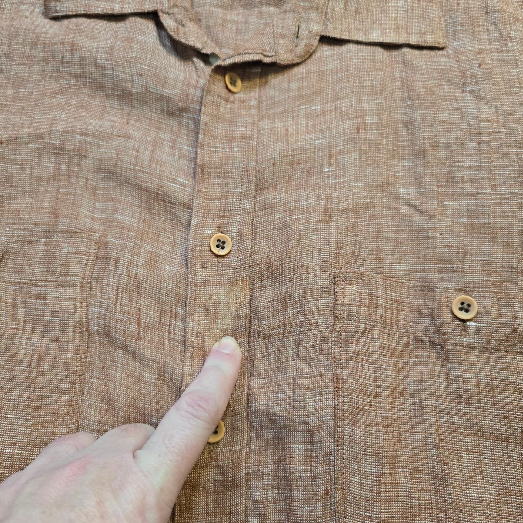Joseph Abboud Joseph Abboud Shirt Mens XL Orange Linen Striped Button Long Sleeve Career Size US XL / EU 56 / 4 - 5 Thumbnail
