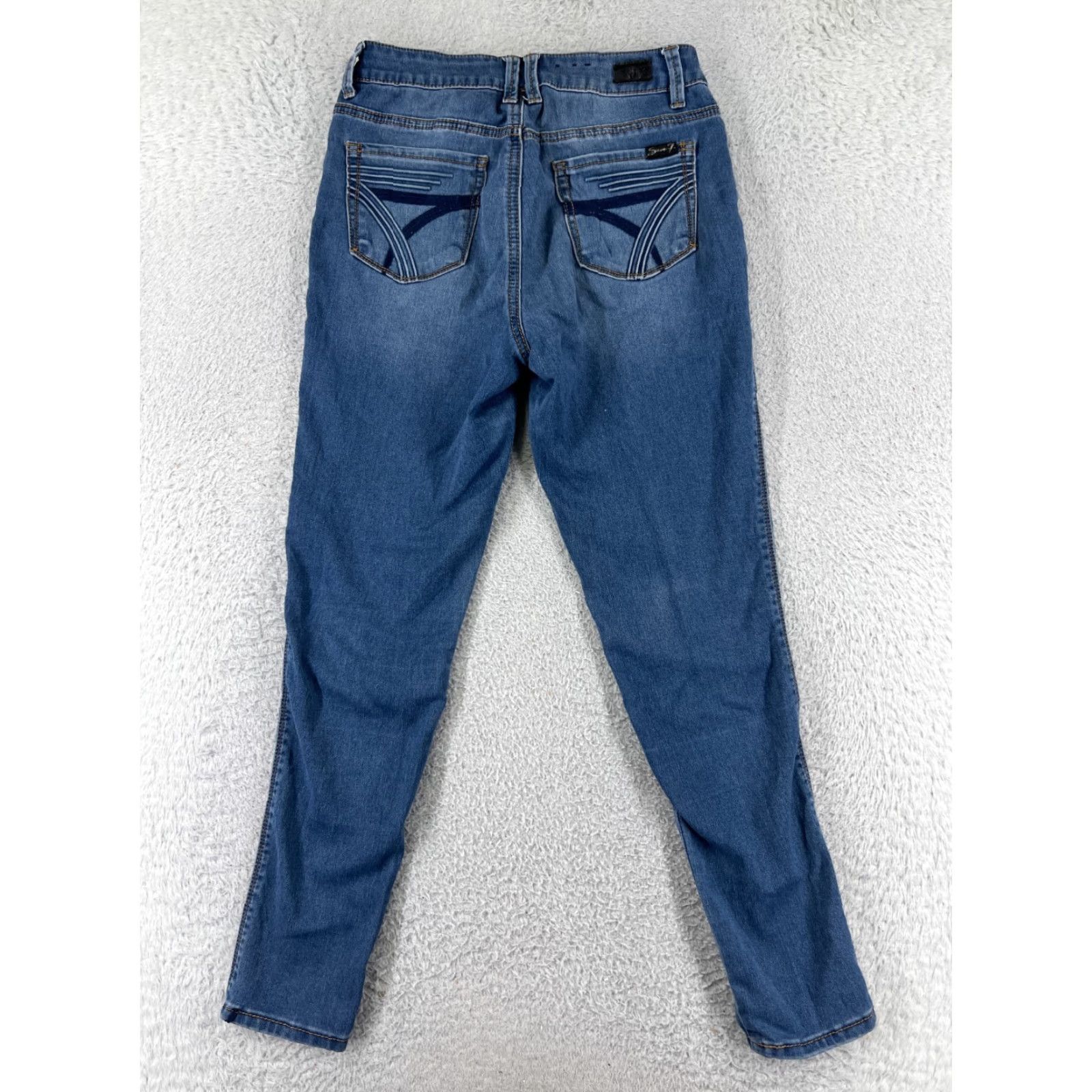 Vintage Seven7 Women's Skinny Jeans 6 Blue Denim High Rise Embroidered Cotton Blend Casual Pullover Pants Size 28" / US 6 / IT 42 - 2 Thumbnail