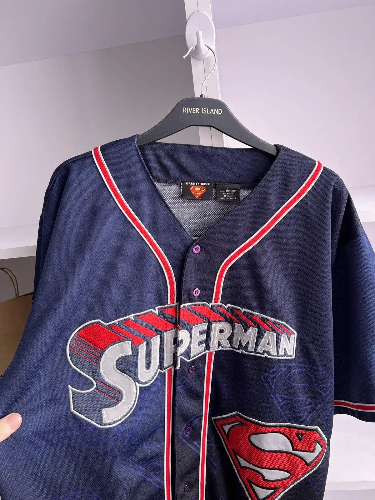 DC Comics × Vintage Vintage Superman Embroidered Warner Bros Jersey Size US L / EU 52-54 / 3 - 8 Thumbnail