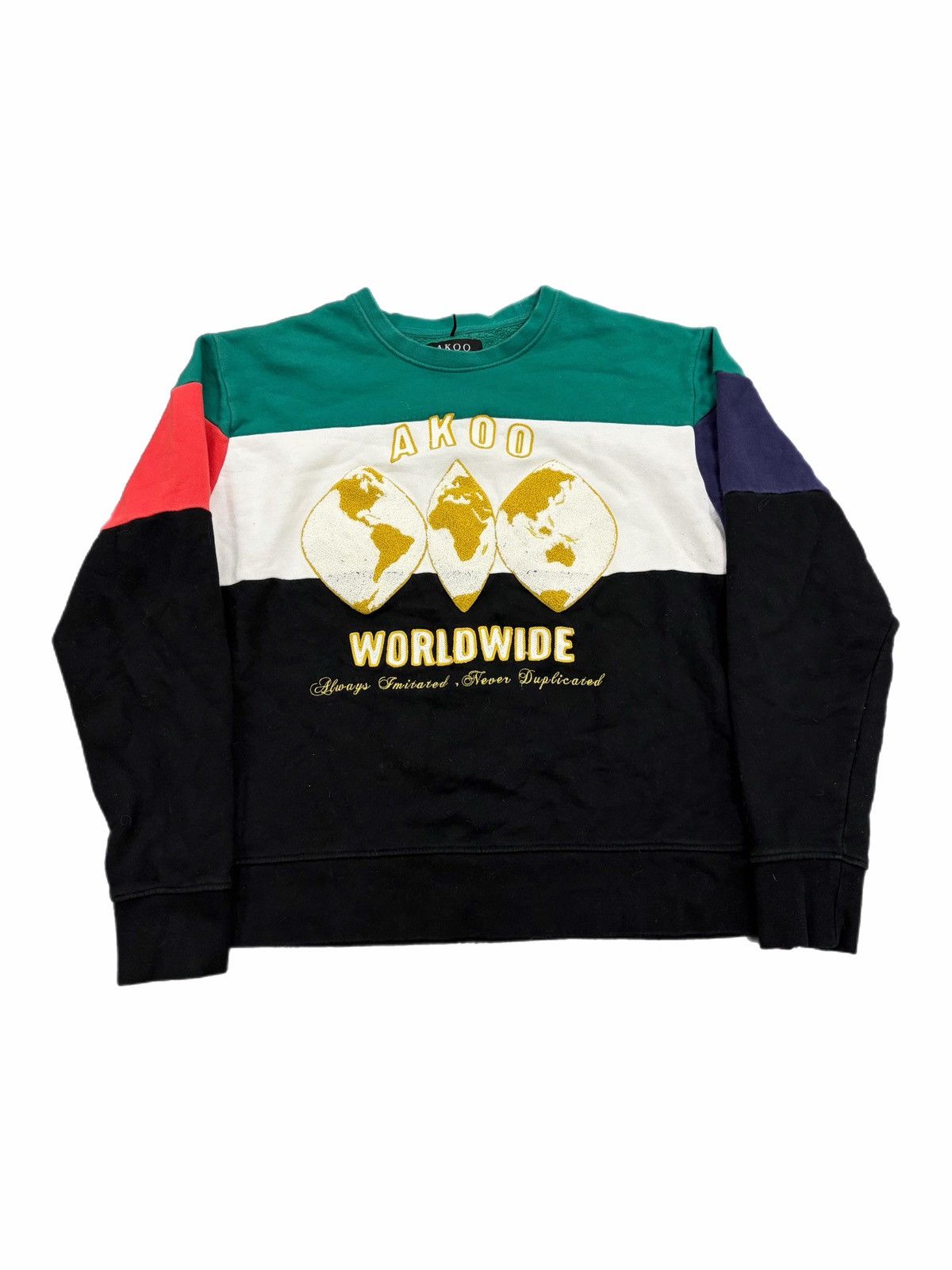 AKOO AKOO Sweatshirt Colorblock Worldwide Graphic Logo Crewneck Size US XL / EU 56 / 4 - 1 Thumbnail