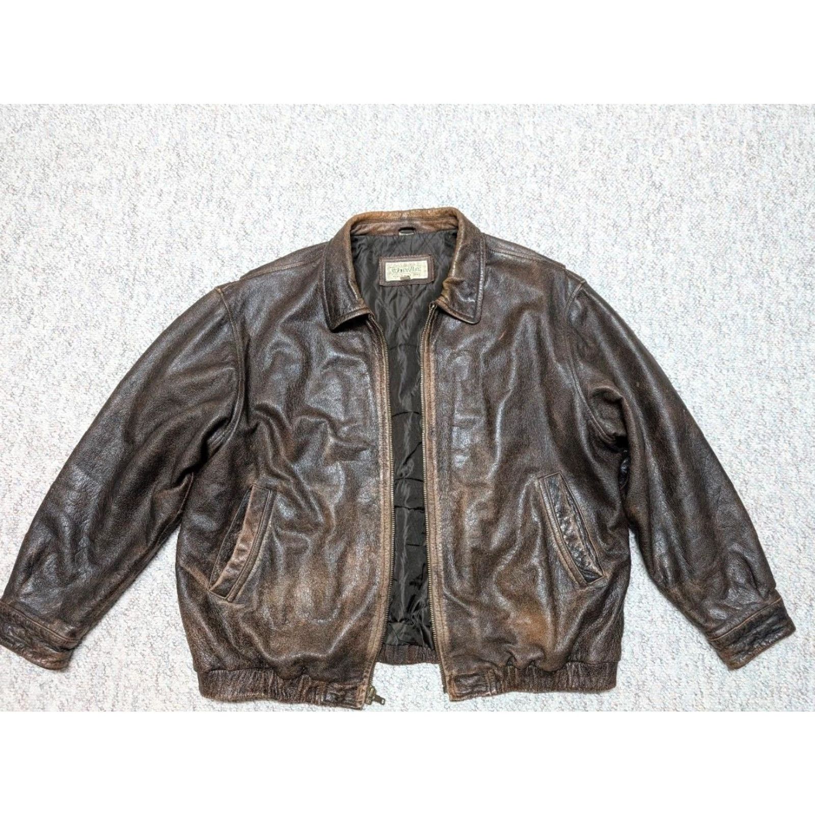 Vintage VINTAGE leather jacket Bomber Jacket 2XL Mens brown 48-50 PATINA distressed 1990s mad max motorcycle jacket Size US XXL / EU 58 / 5 - 6 Thumbnail