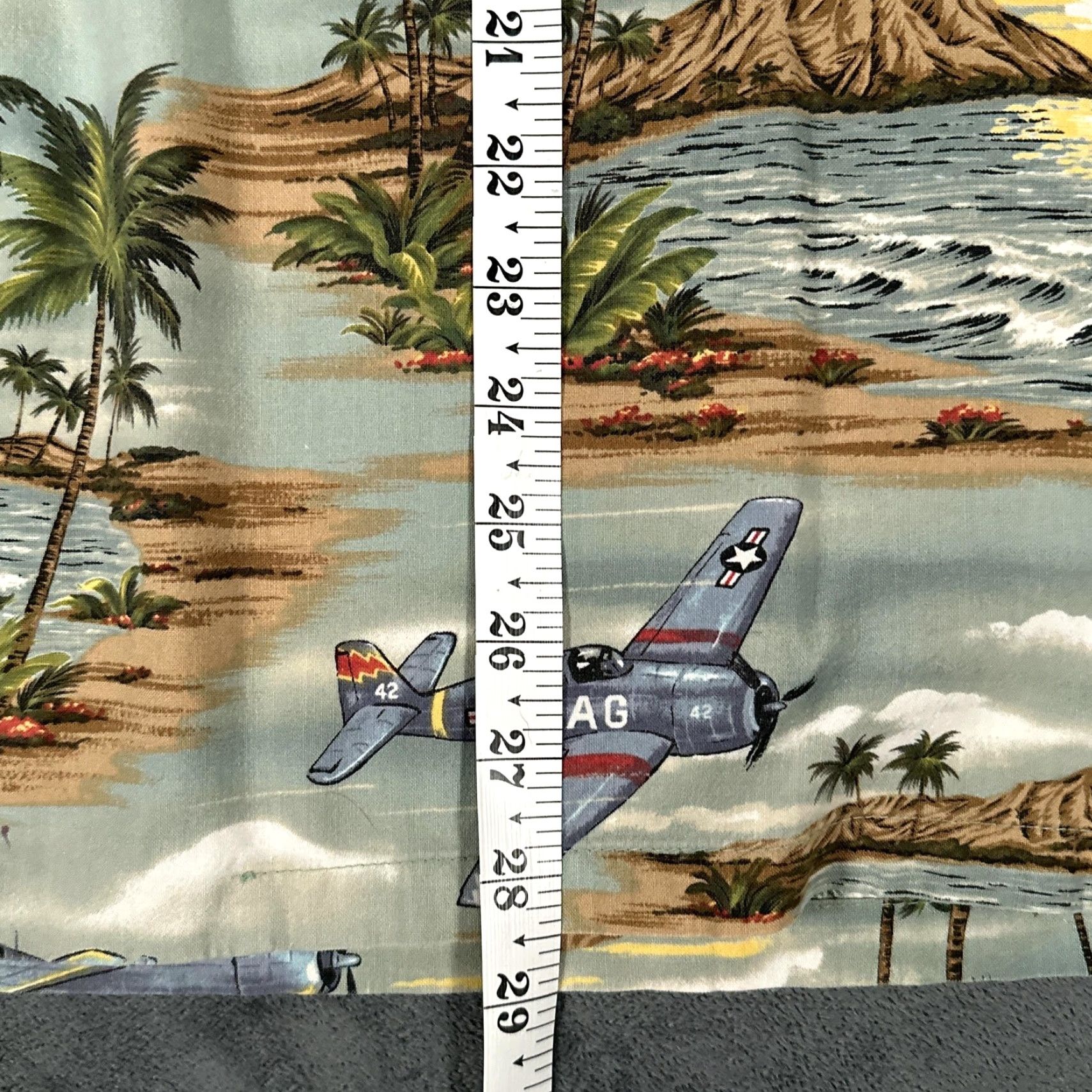 ALOHAS RJC Shirt XL Mens Blue Hawaiian Aloha Warplane Print Made Hawaii USA Size US XL / EU 56 / 4 - 7 Thumbnail