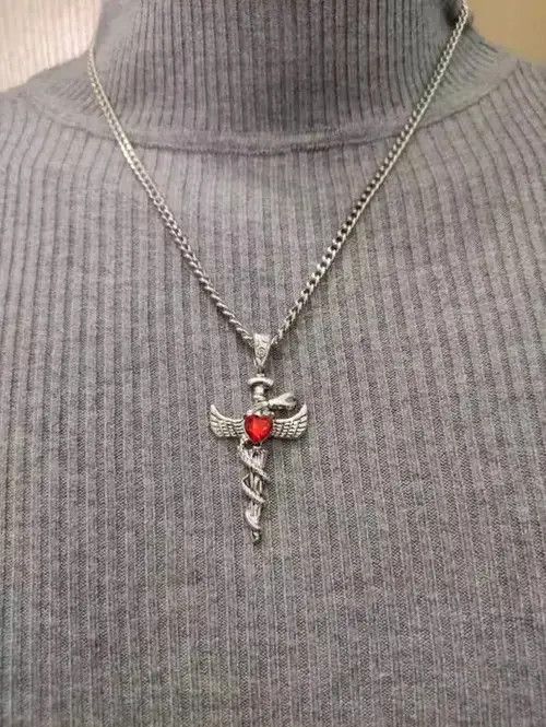 Jewelry × Vintage Cross Titanium steel Necklace Chain Size ONE SIZE - 2 Thumbnail