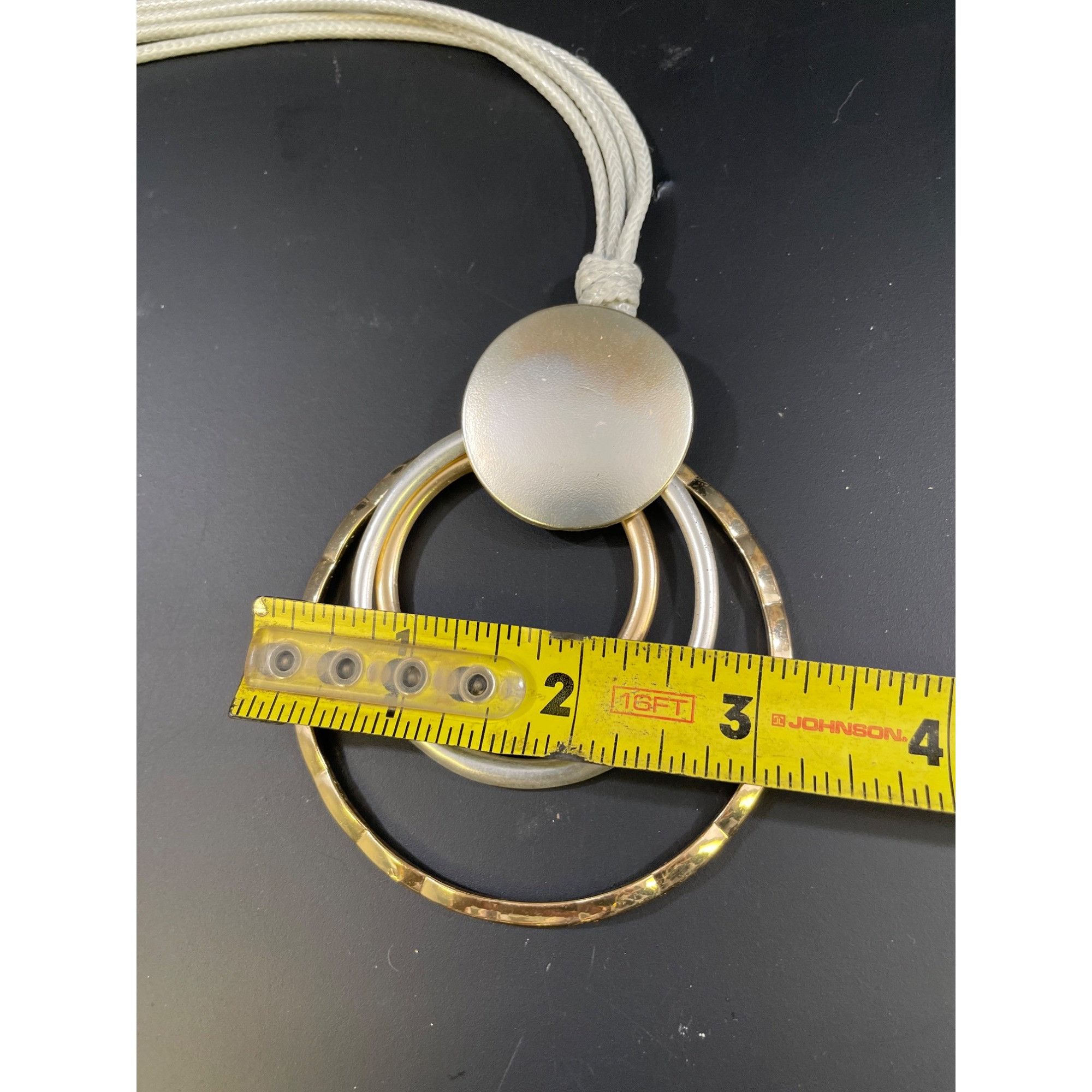 Other Vintage Women's 3 Ring Charmed Gray Rope Necklace 2 toned 20 Size ONE SIZE - 6 Thumbnail