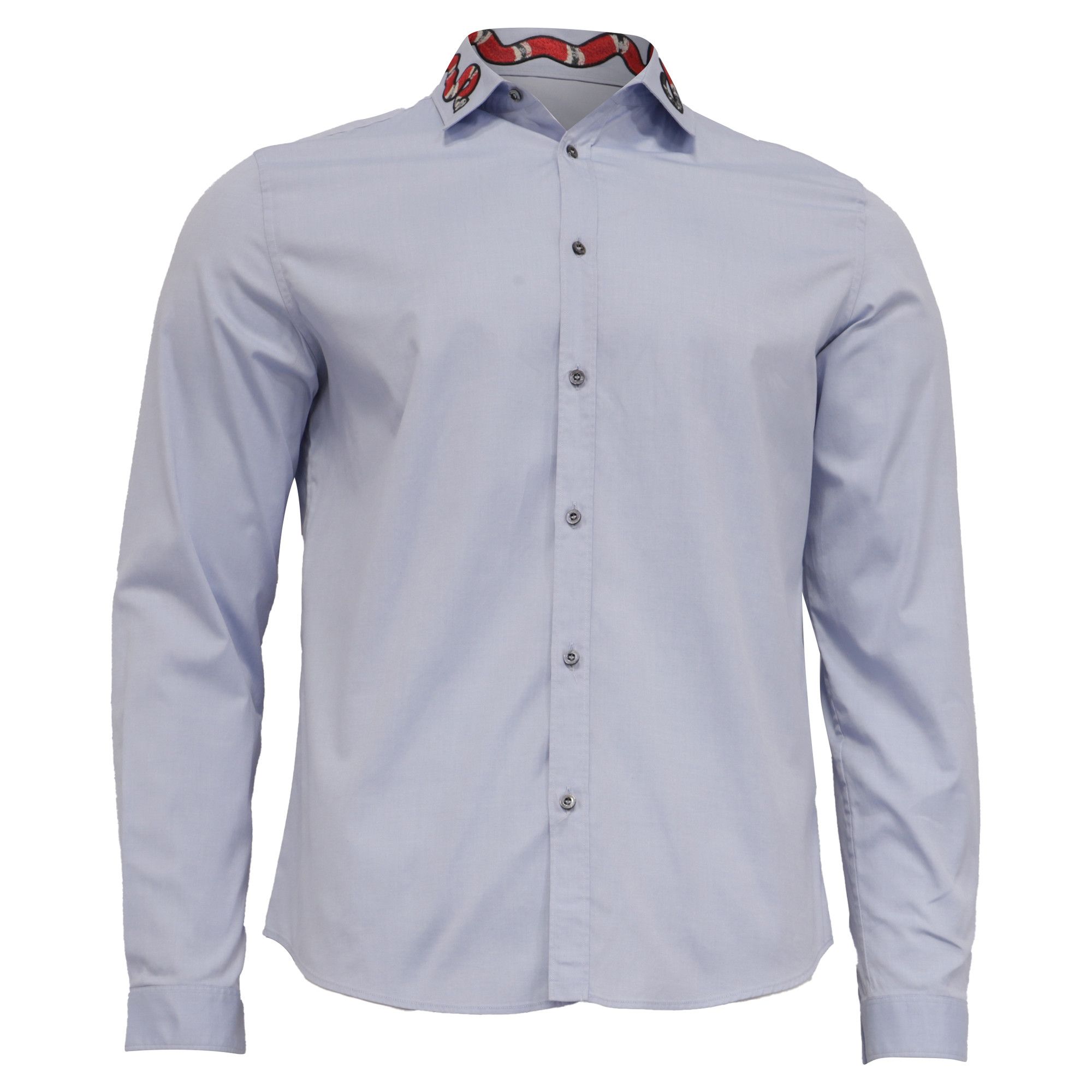 Gucci Gucci Kingsnake Embroidered Shirt in Blue Cotton Size US M / EU 48-50 / 2 - 1 Thumbnail