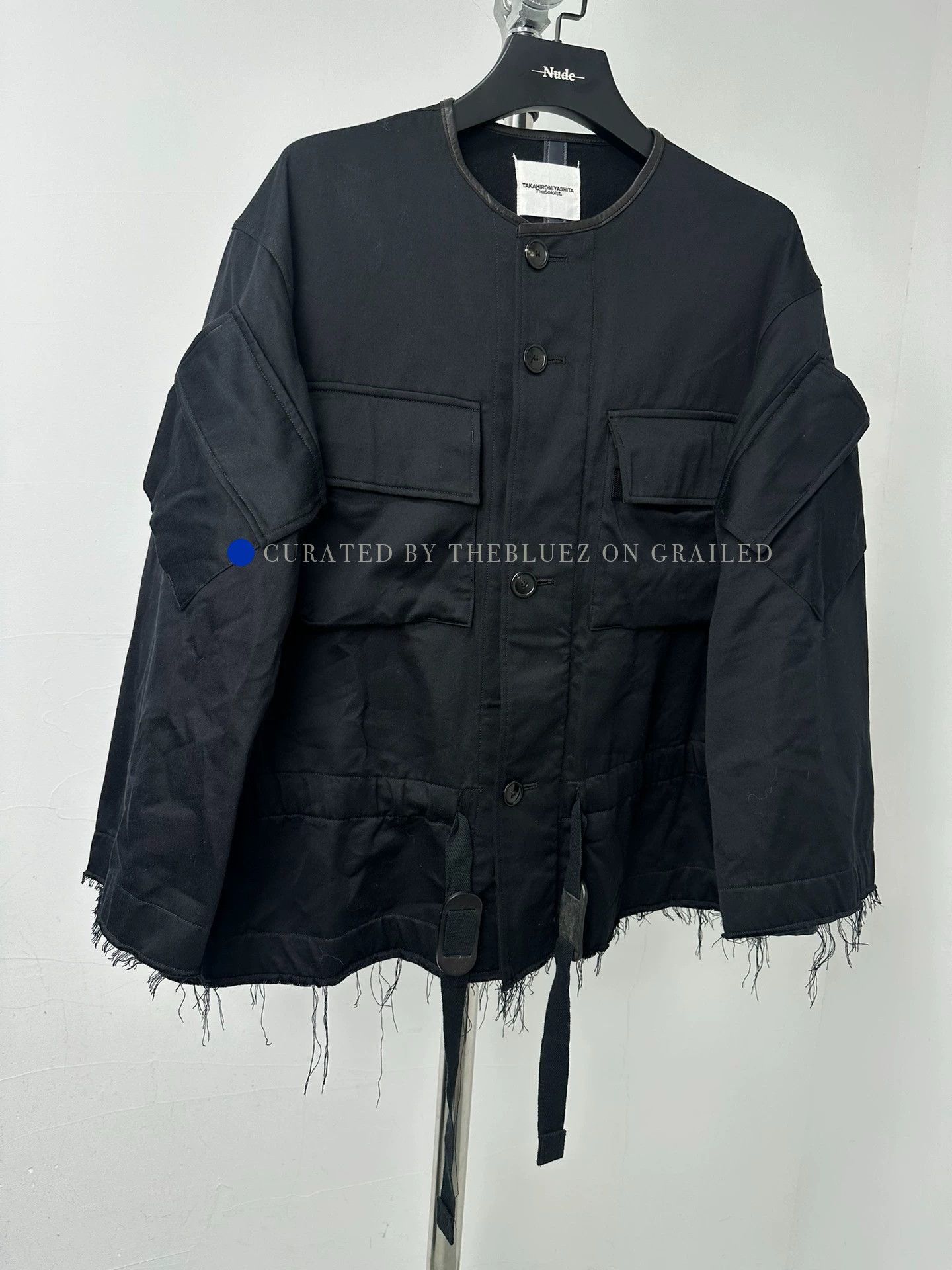 Takahiromiyashita The Soloist. Black Cargo Pocket Fringed Hem Jacket Size US M / EU 48-50 / 2 - 1 Preview
