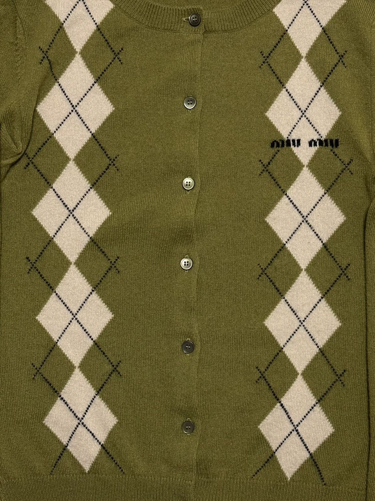 Miu Miu MIU MIU Fall Winter 2024 Argyle Knit Cashmere Cardigan Size XS / US 0-2 / IT 36-38 - 4 Thumbnail
