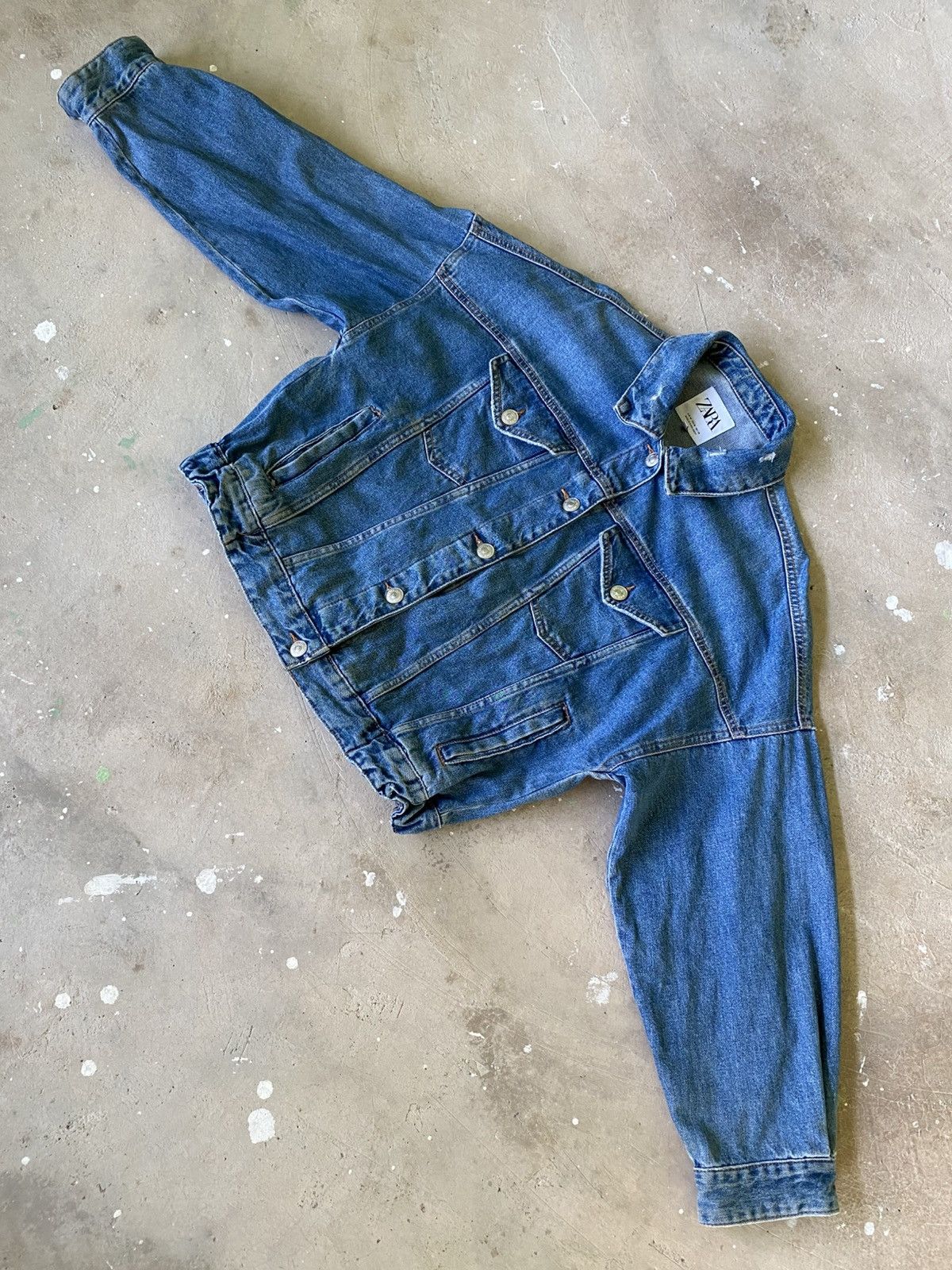 Zara Zara Cropped Denim Jacket Blue Washed Oversized Size M / US 6-8 / IT 42-44 - 4 Thumbnail