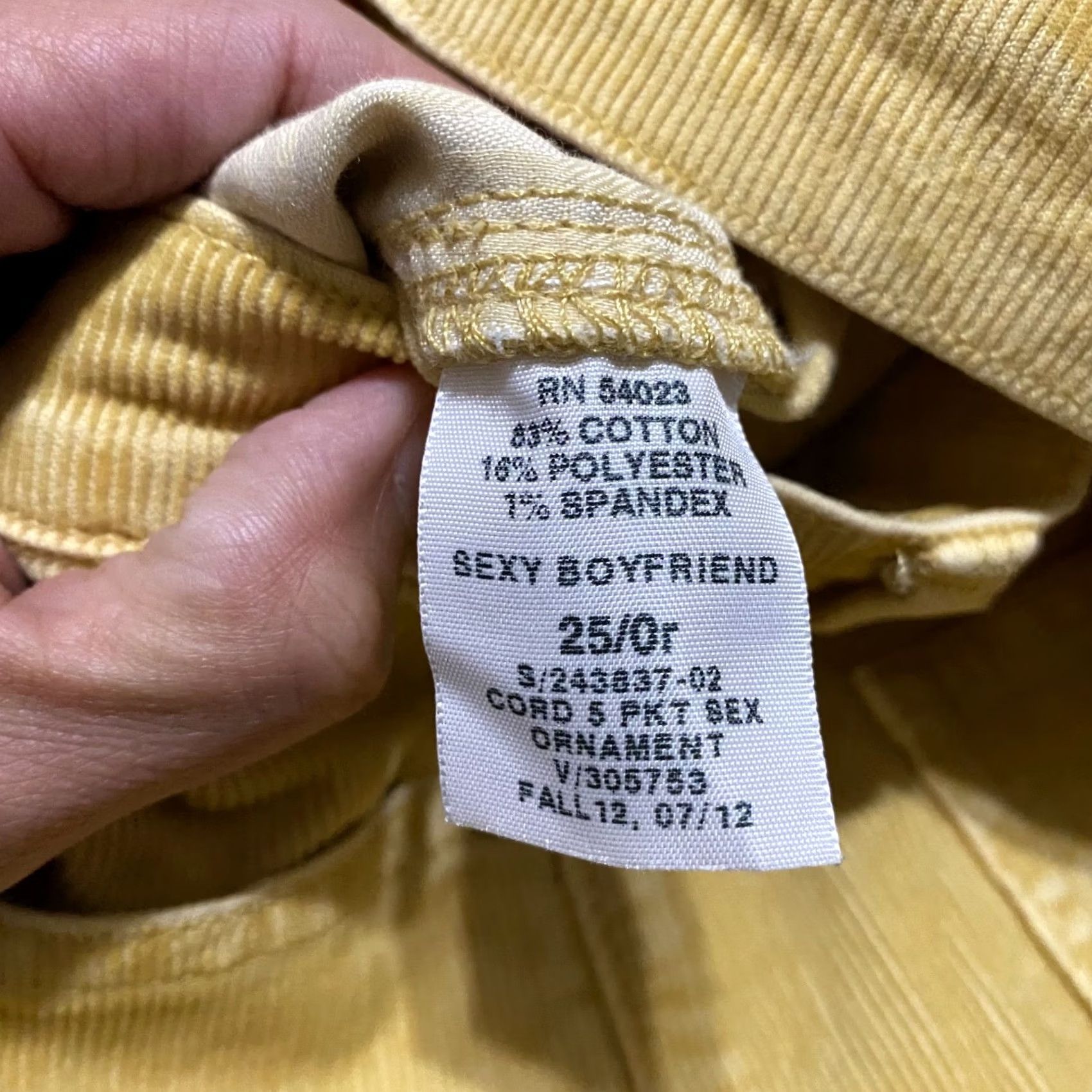Gap GAP Jeans Womens 0 Regular Slim Straight Medium Wash Corduroy Yellow 5-Pocket Inseam 27 in Button Closure Mid Rise Size 28 Size 25" / US 0 / IT 36 - 5 Thumbnail