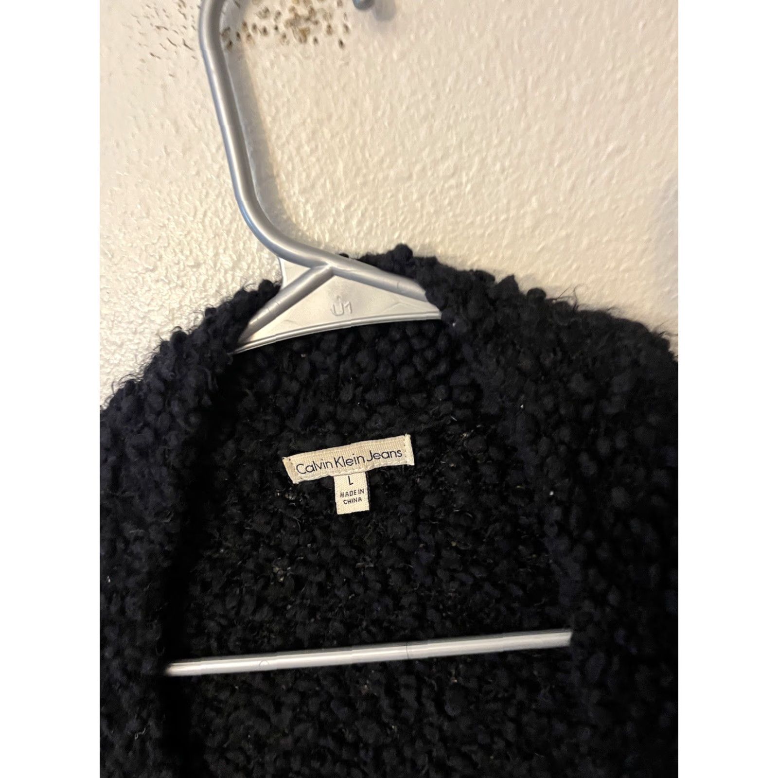 Calvin Klein Calvin Klein Cardigan Women Black Open Front Long Sleeve Sherpa Textured L Cardigan Pockets Sweater Cotton Dry Clean Only Size L / US 10 / IT 46 - 2 Thumbnail