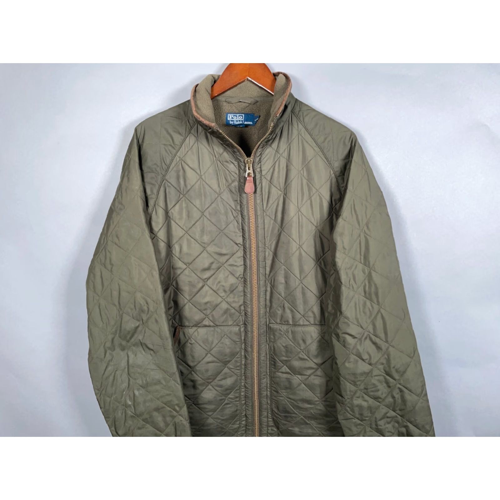Polo Ralph Lauren Polo Ralph Lauren Quilted Zip Jacket Adult Large Olive Green Bomber Jacket Mens Size US L / EU 52-54 / 3 - 4 Thumbnail