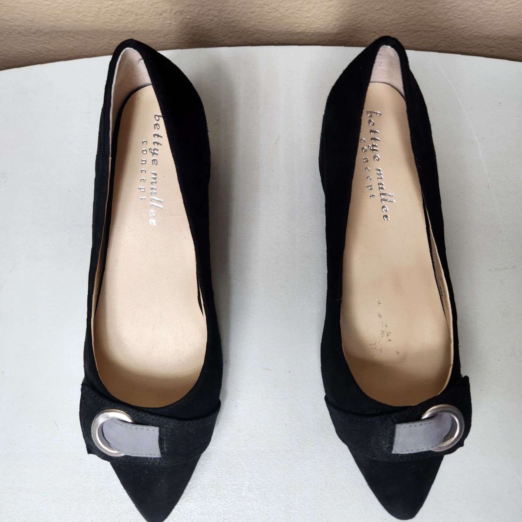 Vintage **Concept Bettye Muller Womens Black Suede Block Heel Pump** User: **Concept Bettye Muller Womens Black Suede Block Heel Pump** Size US 8 / IT 38 - 4 Thumbnail