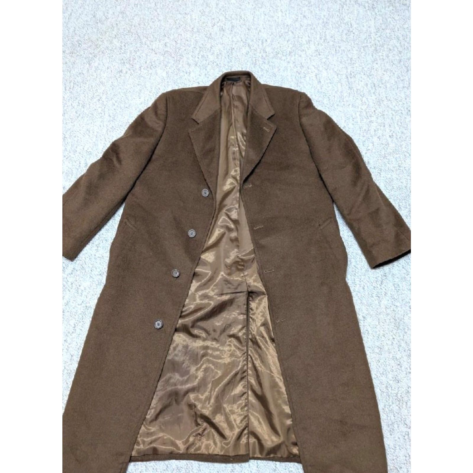 Sean John VINTAGE Sean John Overcoat Coat Mens 42R Brown Flannel Wool Long 1990s 90s Size US XS / EU 42 / 0 - 3 Thumbnail