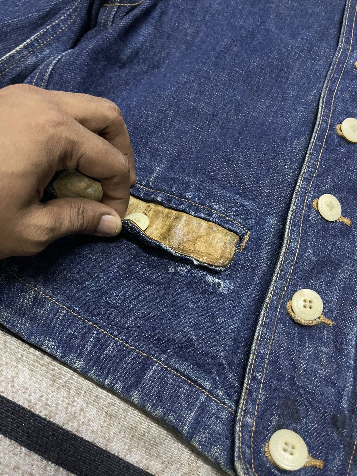 PPFM 90s PEYTON PLACE FOR MEN (PPFM) DENIM LEATHER BIKER JACKET Size US S / EU 44-46 / 1 - 6 Thumbnail