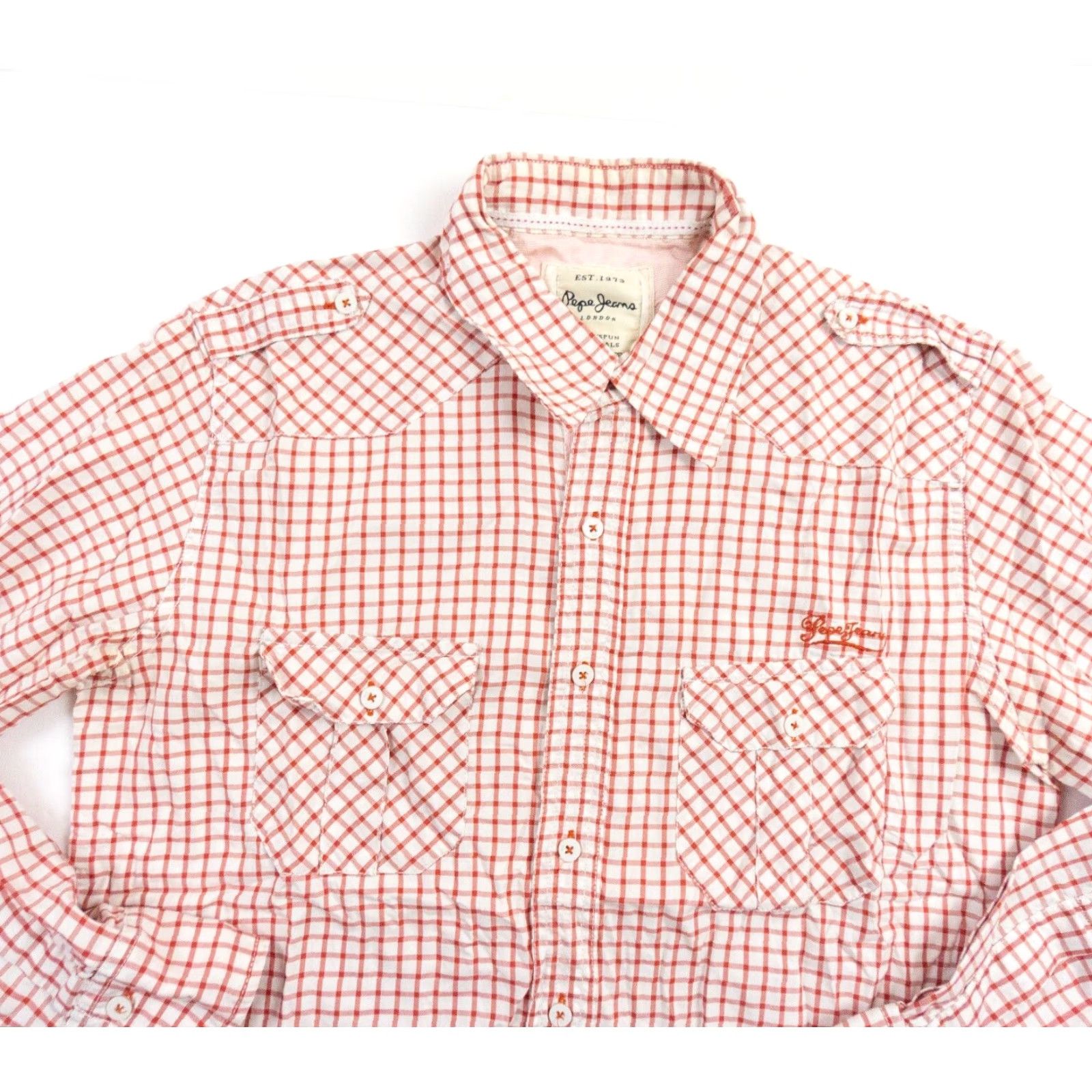 Pepe Jeans Pepe Jeans Shirt Mens Large Red Button Down Roll-Up Sleeve Collared Check Casual Formal Button-Up Mens L Red 90s? (No, avoid 90s) Size US L / EU 52-54 / 3 - 2 Thumbnail