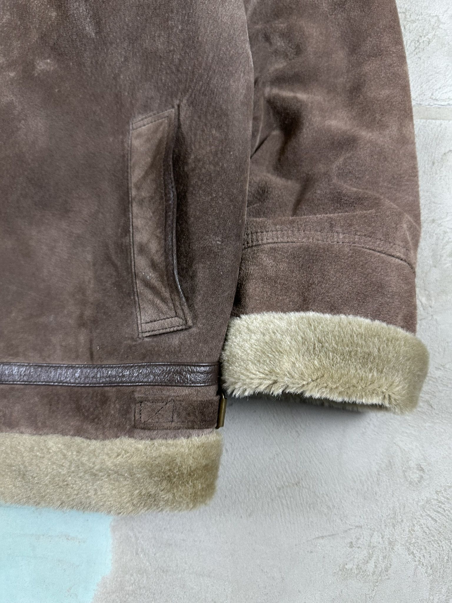 90s Vintage Sheepskin Leather Bomber Boxy Jacket