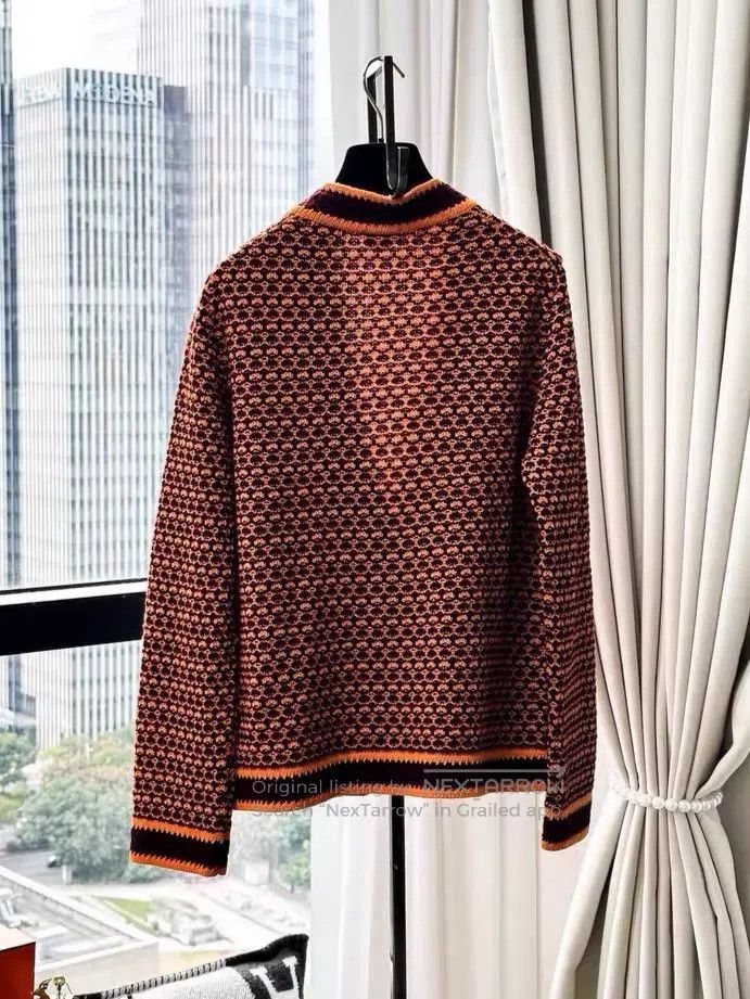 Chanel Chanel Orange and brown two-pocket long-sleeved knitted ca Size M / US 6-8 / IT 42-44 - 3 Thumbnail