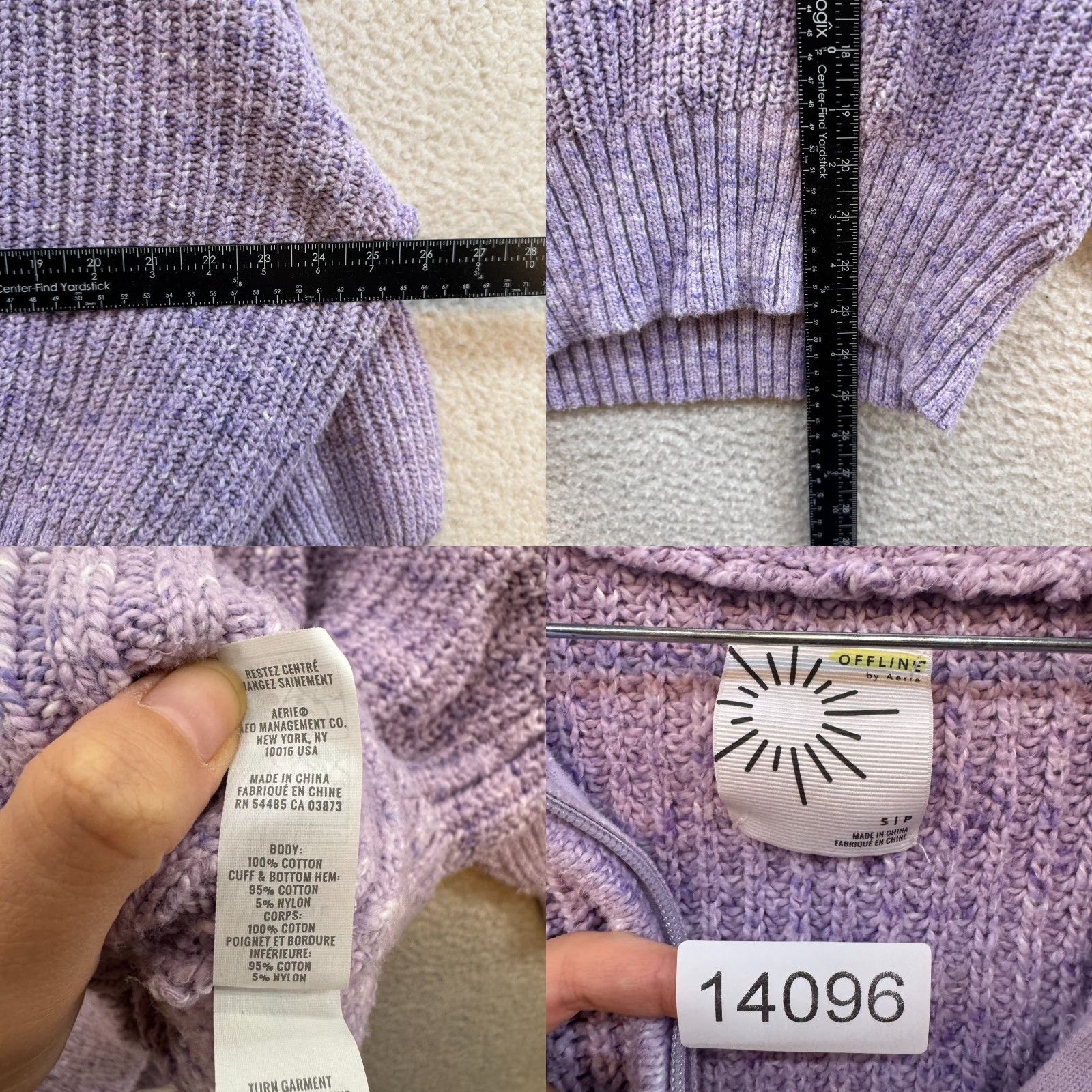 Vintage Aerie Offline 1/4 Zip Sweater Small Purple Chunky Knit Oversized Balloon Sleeve Mens? Womens? Size S / US 4 / IT 40 - 8 Thumbnail