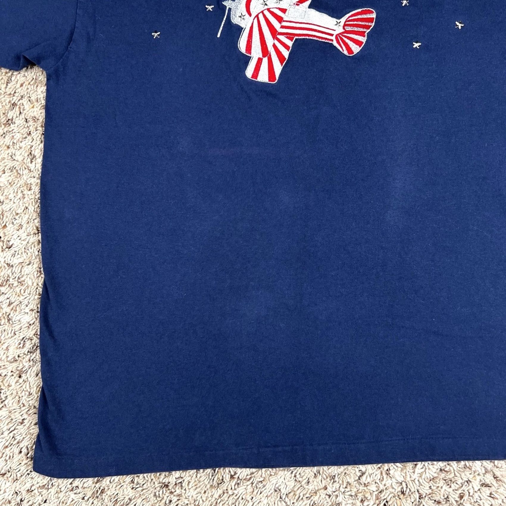 Hanes VINTAGE Hanes USA Patriotic Shirt Large Blue White Red Short Sleeve Crew Neck Cotton Embroidered Graphic Tee Size US L / EU 52-54 / 3 - 7 Thumbnail