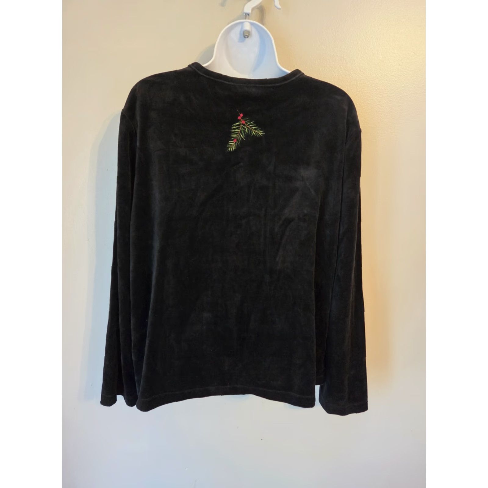 Vintage Appleseed's Black Velvet Christmas Embroidered Button Front Cardigan Womens L Size L / US 10 / IT 46 - 6 Thumbnail