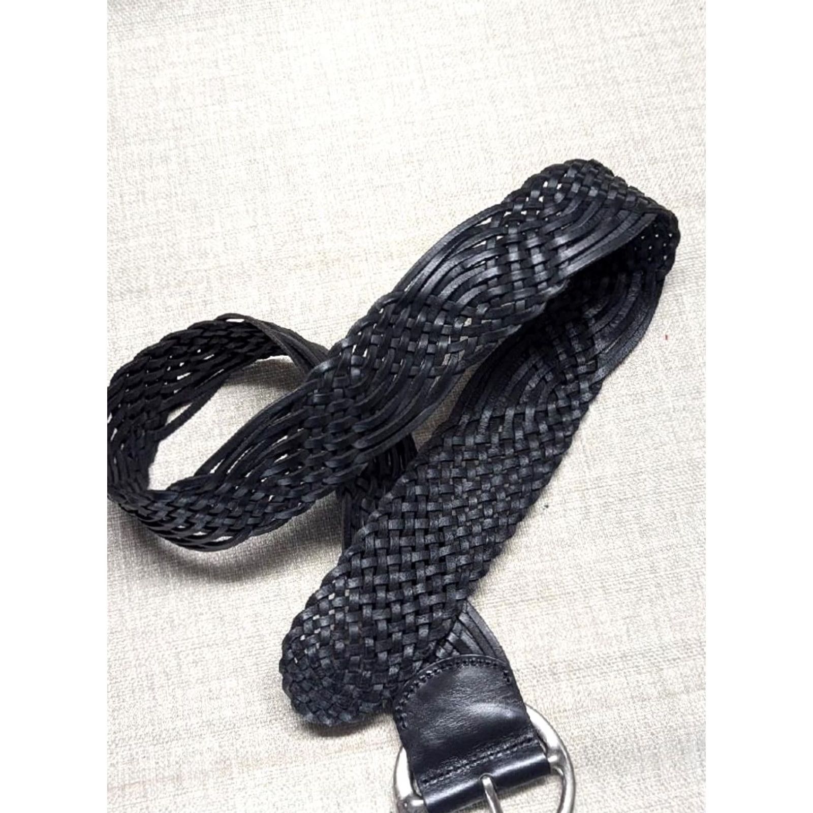 Fossil VINTAGE Fossil belt Women S 2-1/8" wide braided leather weave black Western belt size 28" waist Womens Size S / US 4 / IT 40 - 6 Thumbnail
