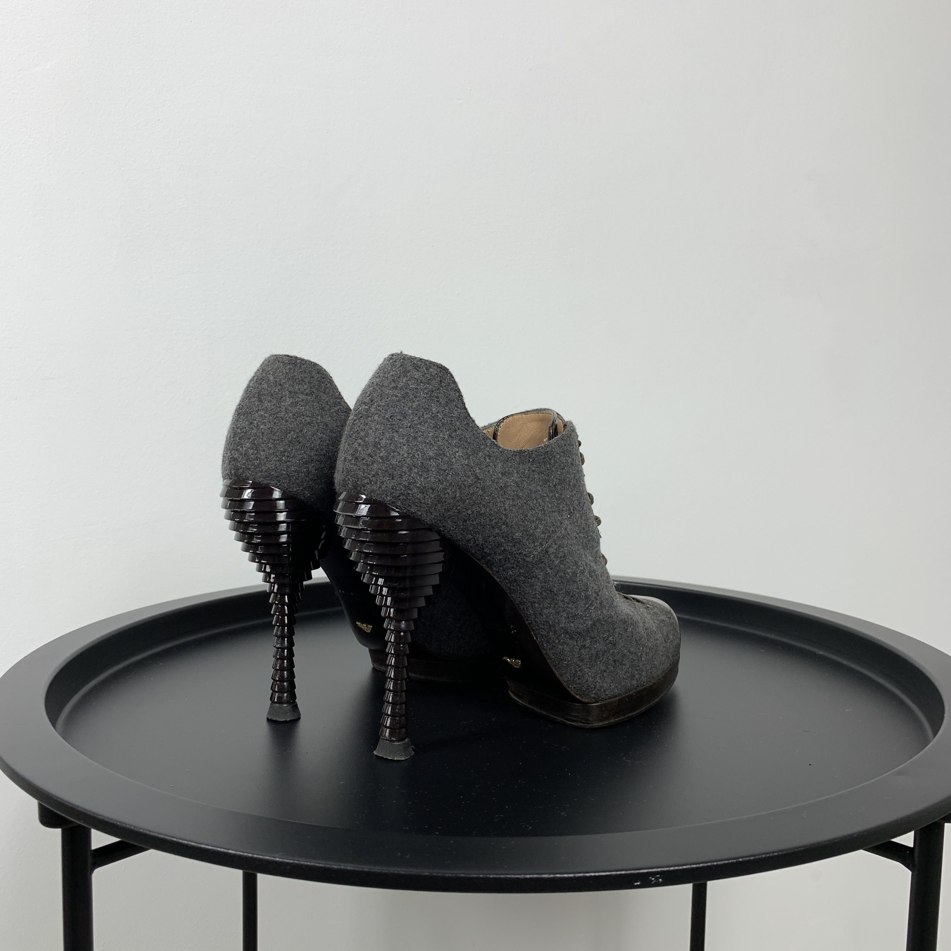 Emporio Armani Emporio Armani Grey Womens's Tweed Heels Shoes Size US 7.5 / IT 37.5 - 4 Thumbnail
