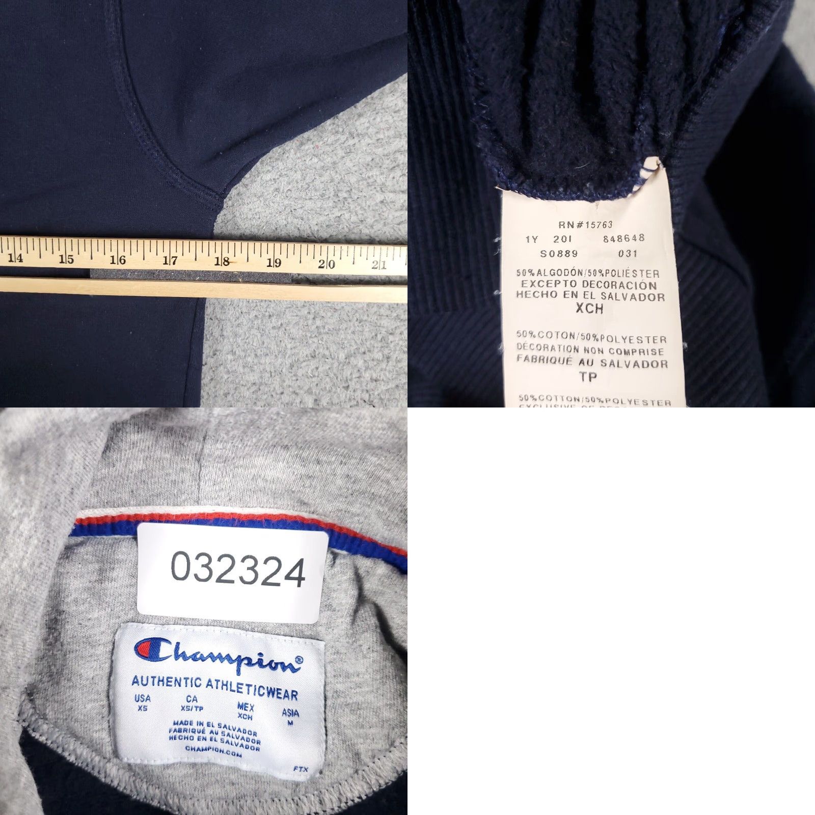 Champion Champion Blue Hoodie Womens XS Casual Pullover Sweatshirt Size XS / US 0-2 / IT 36-38 - 8 Thumbnail